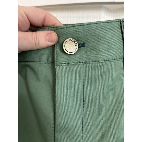 Monse Green Wide Leg High Rise Cropped Pants Size 2 Fringe Plaid Cuffed Abstract - Picture 4 of 7